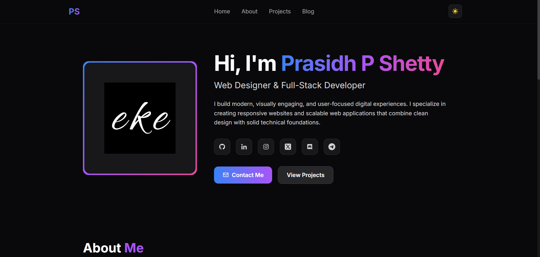 Portfolio Website v1 Screenshot